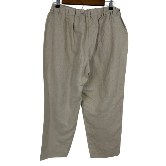 J. Crew Womens Beige Linen-Blend With Elastic Waist & Tie Belt Ankle Pants Sz 12 - Picture 3 of 10